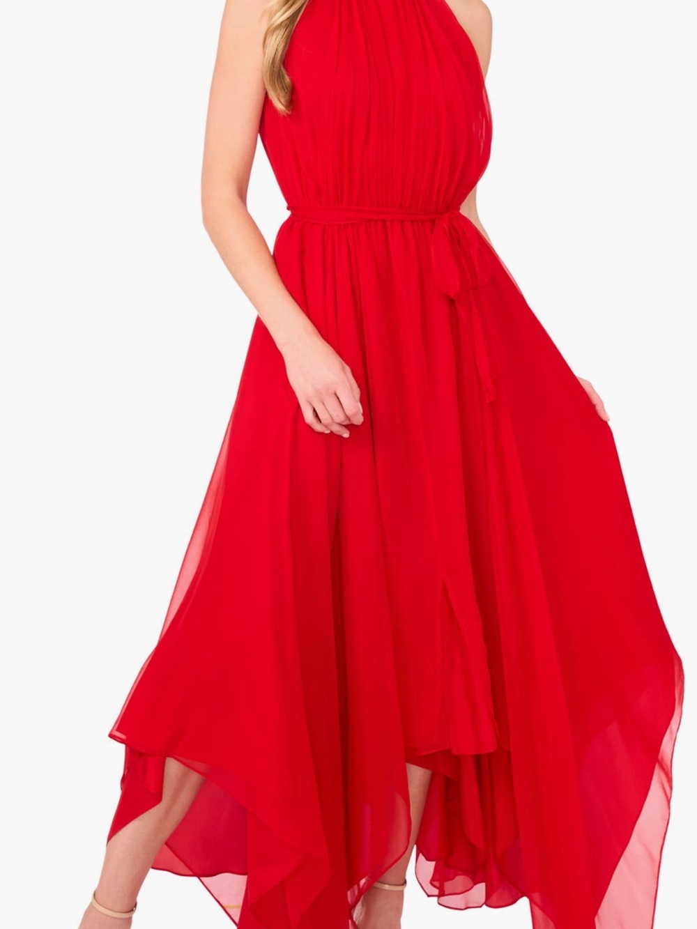 Ted Baker Handkerchief Hem Midi Dress Salsa Medium like new